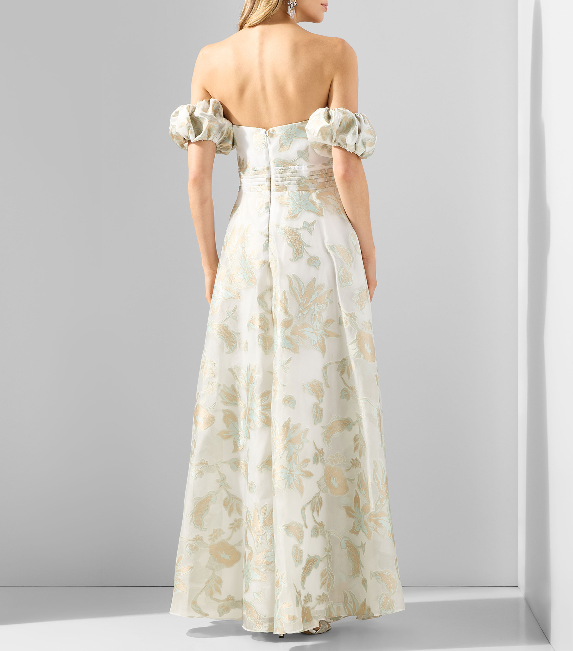 Vestido de fiesta largo estampado Mujer